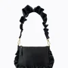 Frilled Satin Bag - Black