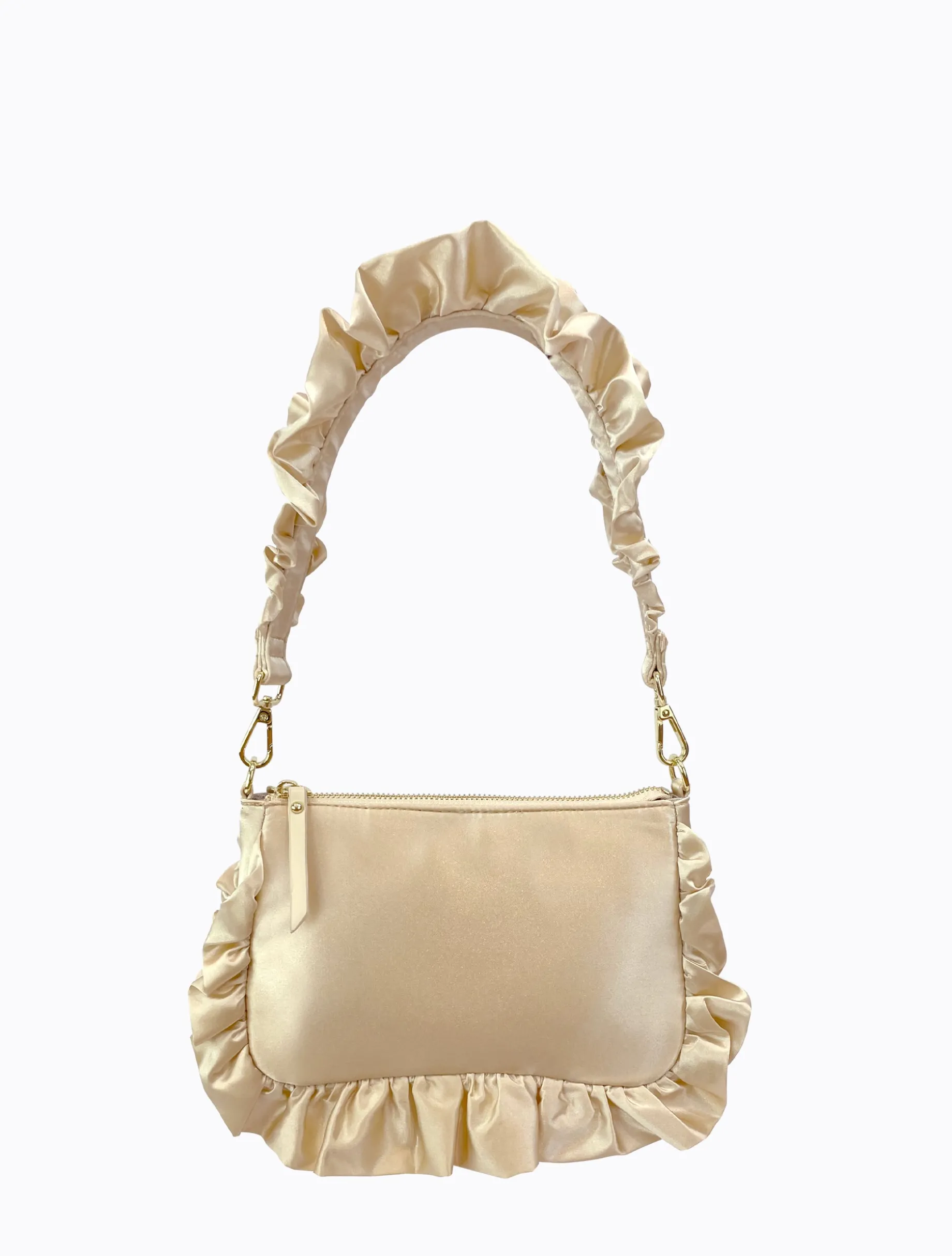 Frilled Satin Bag - Blanc