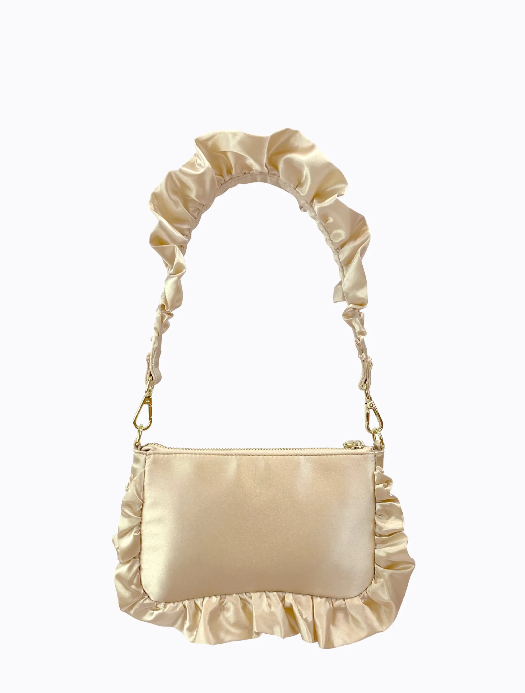 Frilled Satin Bag - Blanc