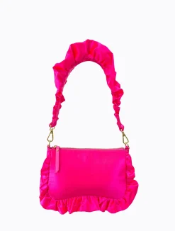 Frilled Satin Bag - Hot Pink