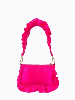 Frilled Satin Bag - Hot Pink