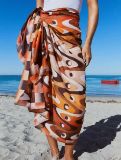 Squiggle Orange Sarong