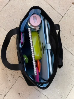 Winnie Laptop Tote - Black / Sky Blue
