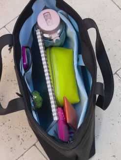 Winnie Laptop Tote - Black / Sky Blue