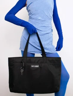 Winnie Laptop Tote - Black / Sky Blue