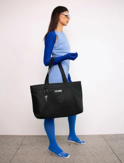 Winnie Laptop Tote - Black / Sky Blue