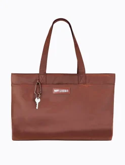 Winnie Laptop Tote - Mahogany / Wasabi