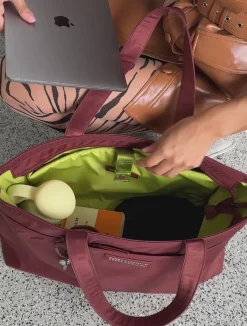 Winnie Laptop Tote - Mahogany / Wasabi